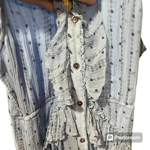 SUNDANCE ~ Belle Courant Cupro Tiered Ruffle Sleeveless Maxi/Midi Length Dress - Picture 5 of 12